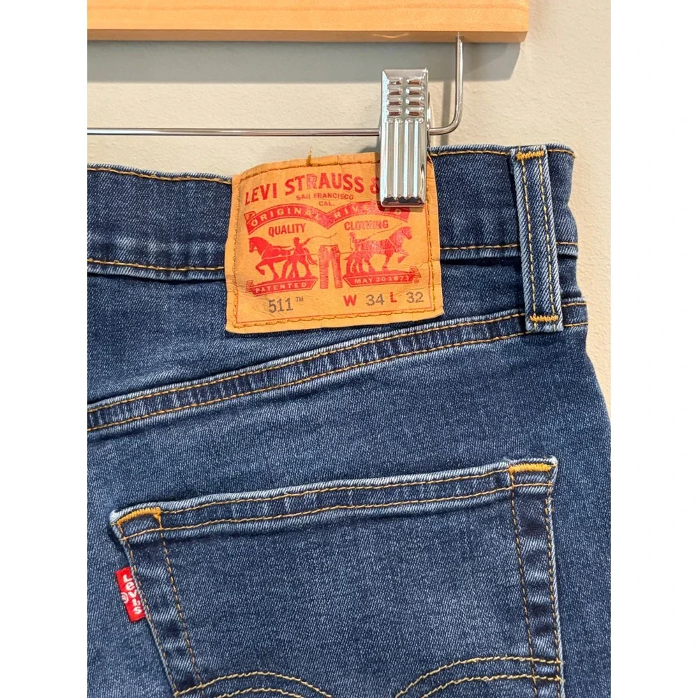 Levis 511 Slim Fit Jeans Mens 34x32 Medium Wash Blue Stretch Denim 04511-2595